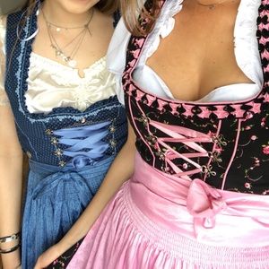 Black, white, pink floral AUTHENTIC Drindl